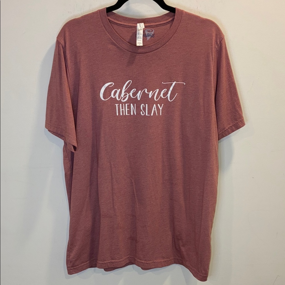 Chaos Creations Cabernet Then Slay Graphic Tee Pink Short Sleeve T-Shirt XL